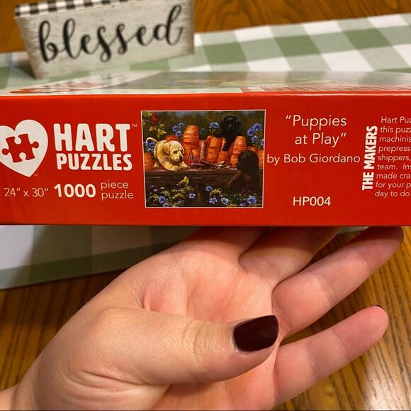 Hart Puzzles 1000 Piece Jigsaw Puzzle Puppies at Play Flowers Garden Butterflies - Picture 5 of 6